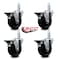 Service Caster 4'' Soft Rubber Wheel Swivel 7/8'' Square Stem Caster Set with Brake, 4PK SCC-SQ20S414-SRS-PLB-78-4 - alternate 3